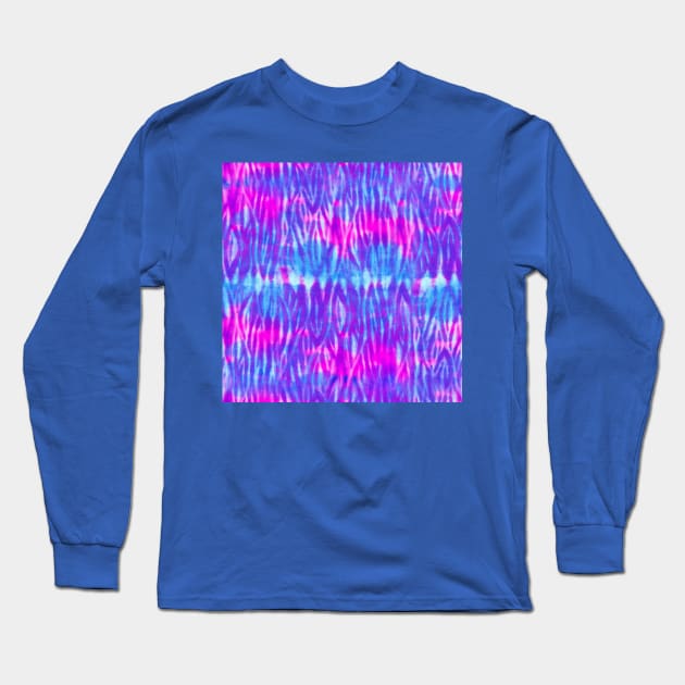 Bright Blue and Purple Shibori Long Sleeve T-Shirt by Carolina Díaz